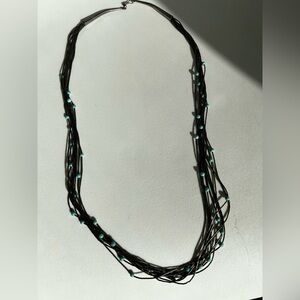 Sterling Solver Beaded Turquoise 10 Strand Necklace